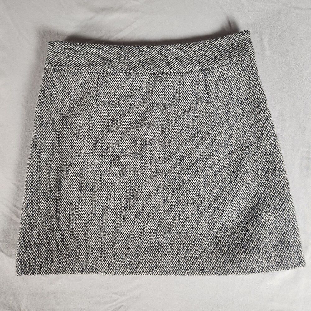 DKNY Wool Blend Tweed Mini Skirt Black White Lined Side Zip Women’s Small - Picture 6 of 9